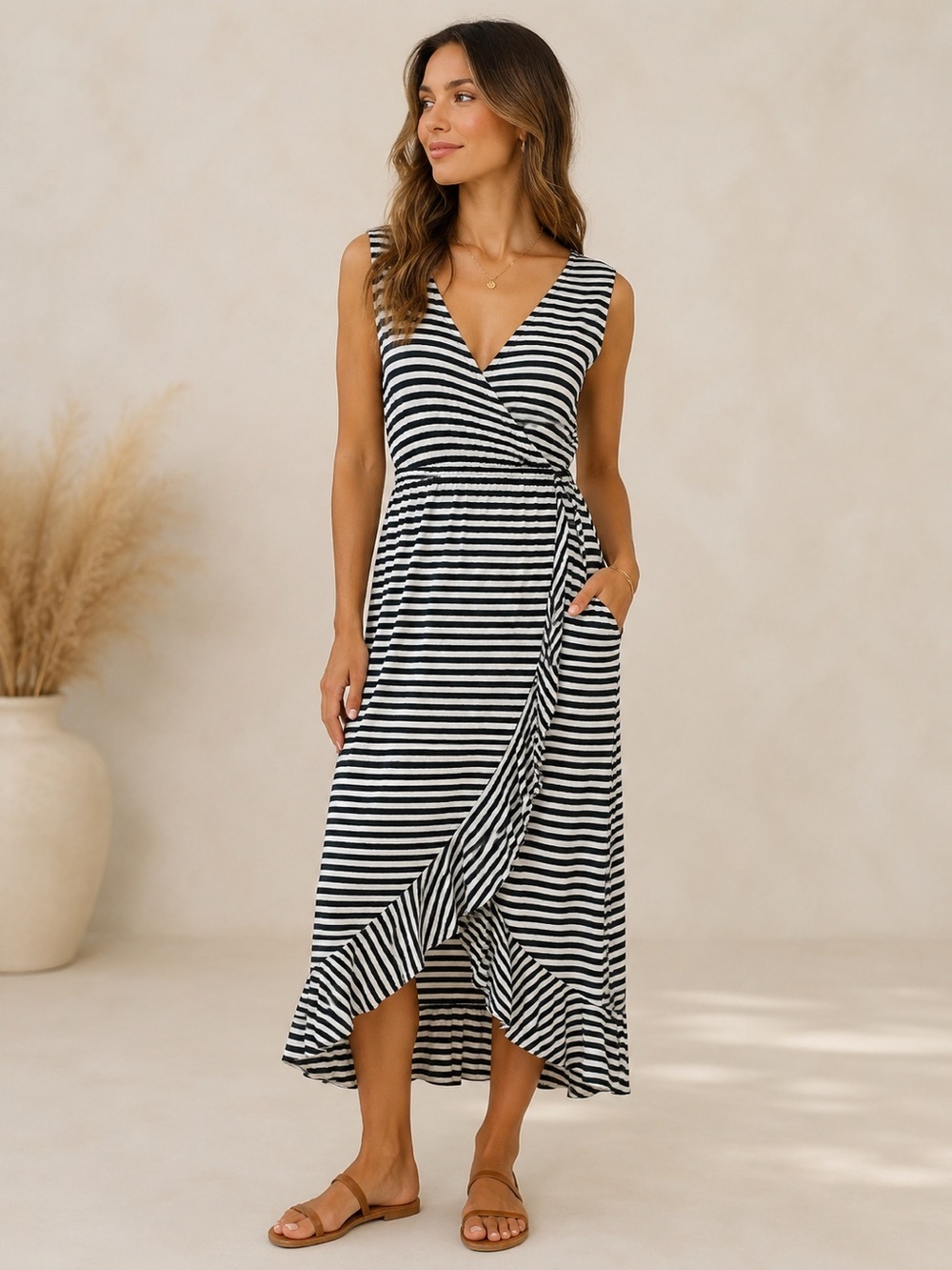 Apt. 9 Black and White Striped Dress